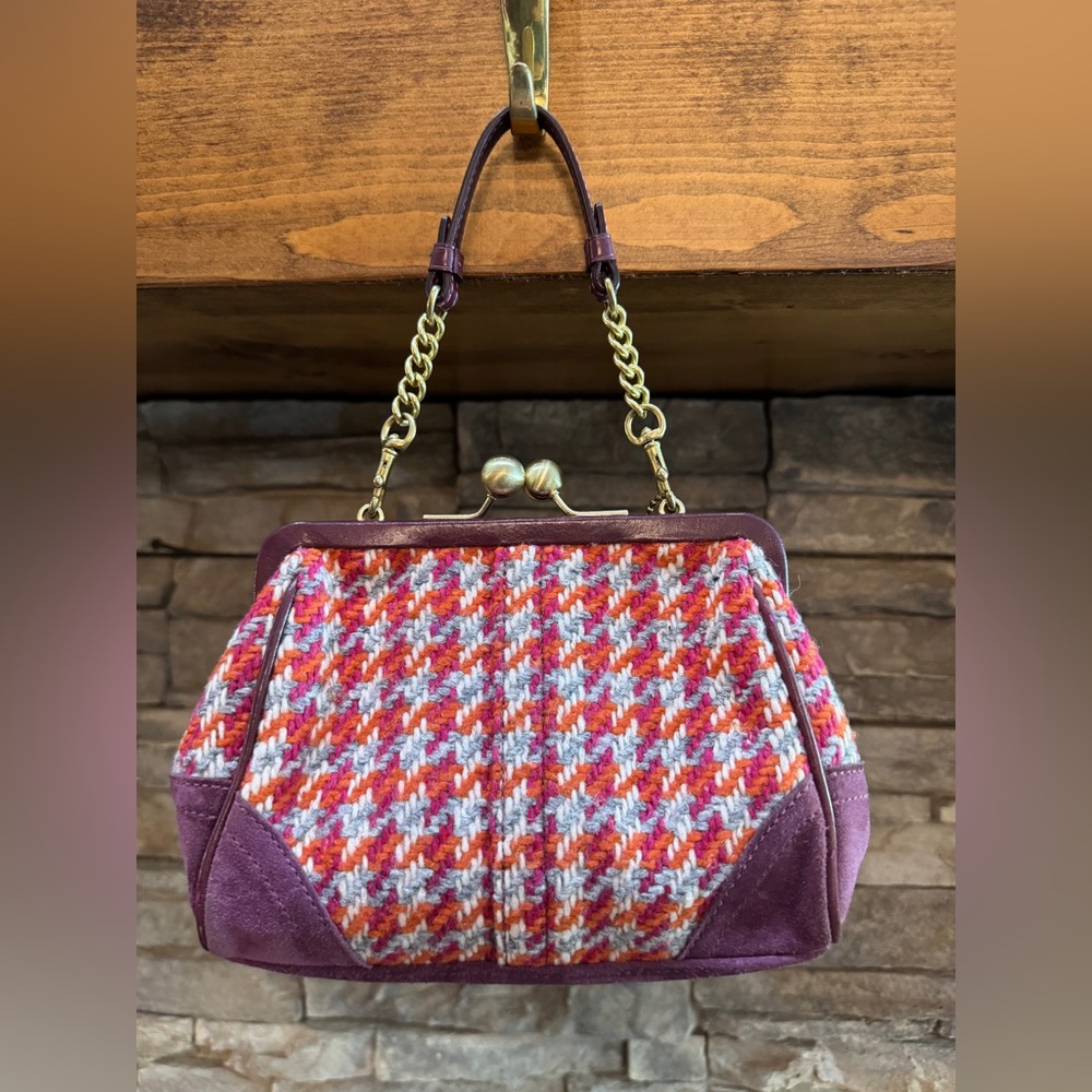 COACH Vintage Houndstooth Tweed & Suede mini Kisslock Bag - Picture 5 of 9